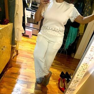 Elie Tahari Vanilla Eyelet Lounge set - NWT, size XS-S